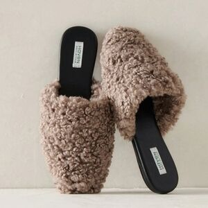 Haven Well Within Sherpa Fuzzy Slides Taupe Mules